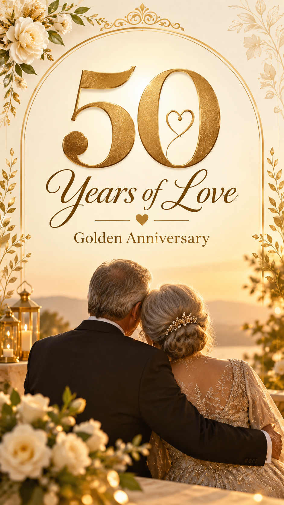 50th Golden Wedding Anniversary luxury e-invitation